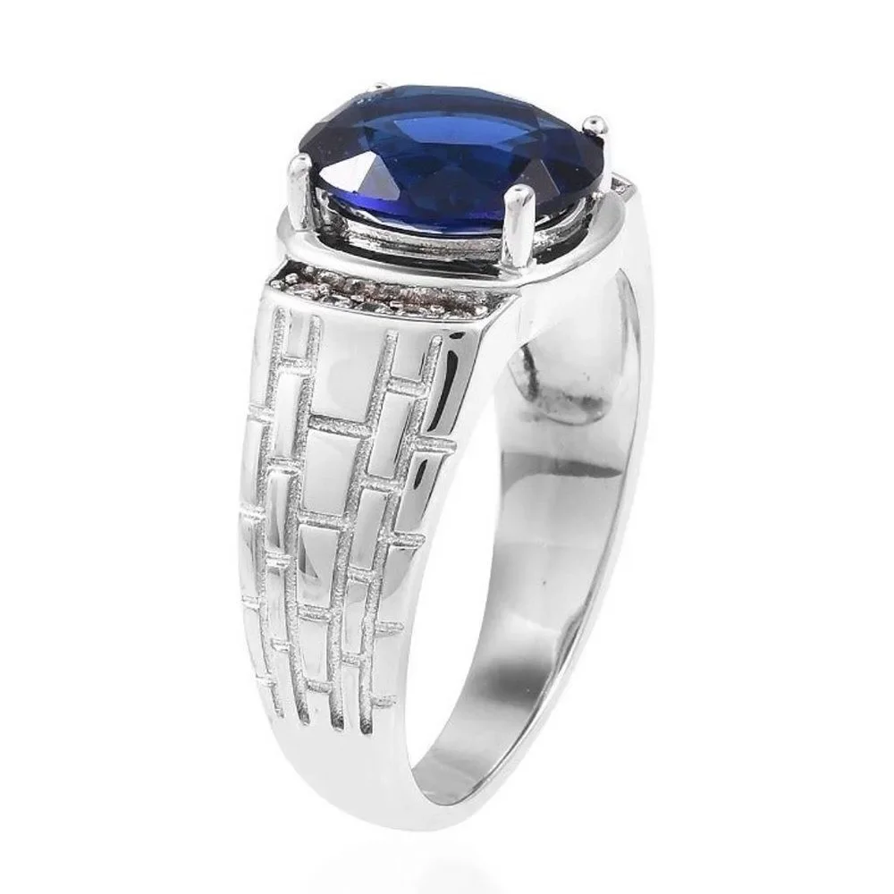 Ring Simulated Diamond and Blue Sapphire Size